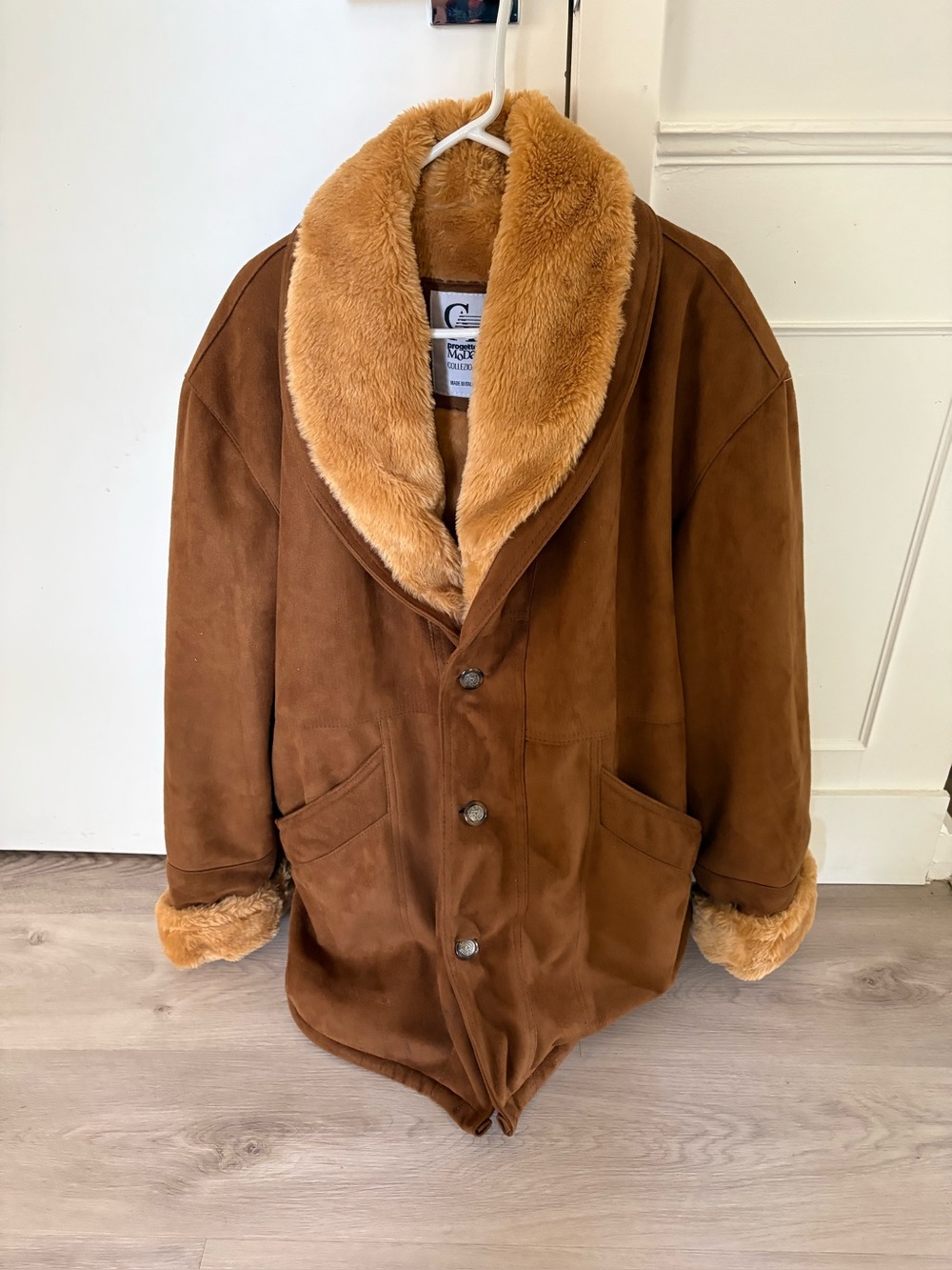 Mens Vintage Shearling Coat Size XL